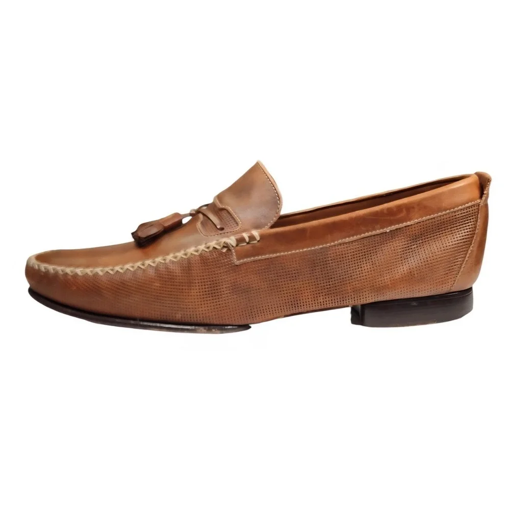 Mezlan Selvin Men's 10 M Brown Leather Tassel Loafers Made in Spain Dress Shoes